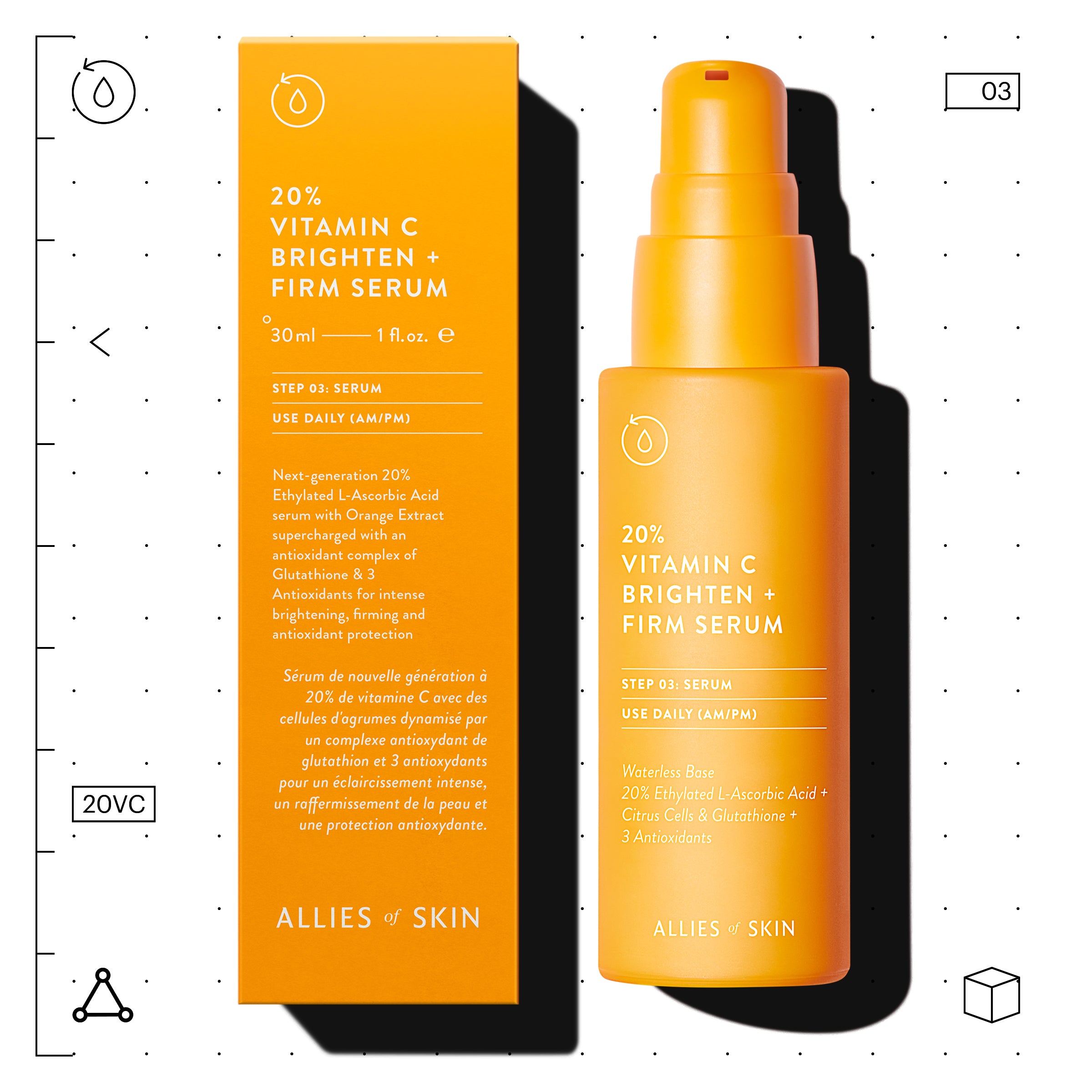 Allies of Skin 20% Vitamin C Brighten + Firm Serum (1 oz)