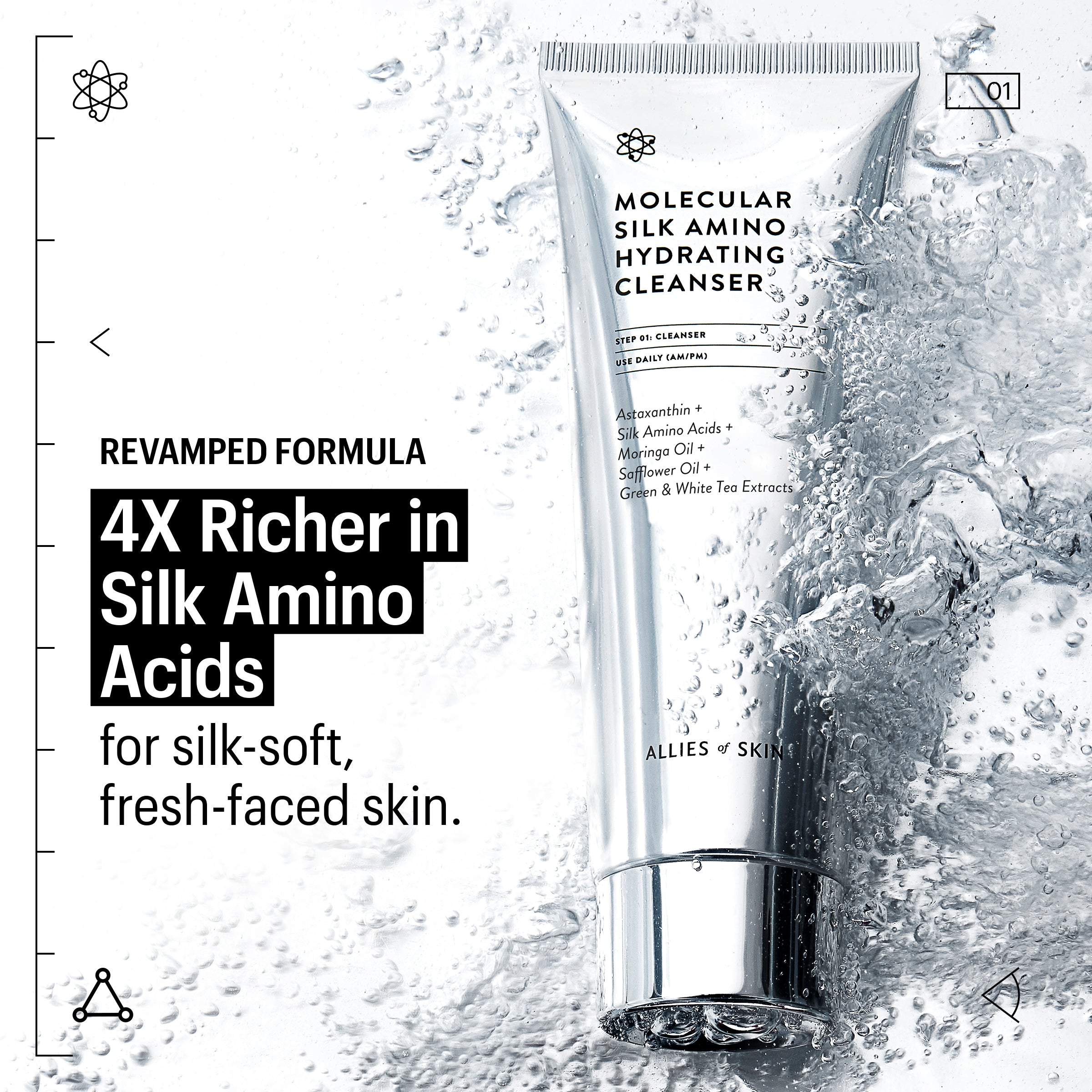 Allies of Skin Molecular Silk Amino Hydrating Cleanser (3.4 oz)