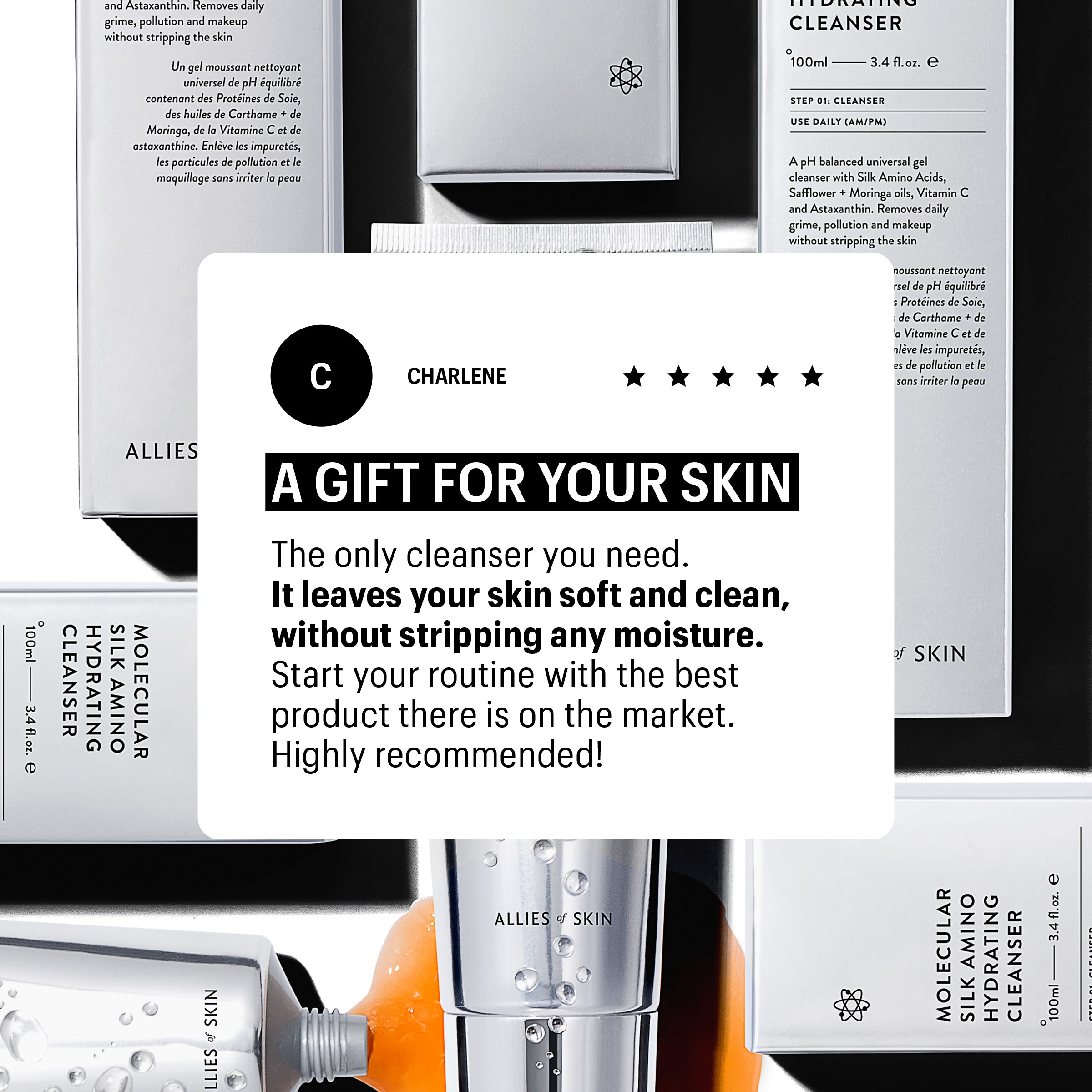 Allies of Skin Molecular Silk Amino Hydrating Cleanser (3.4 oz)